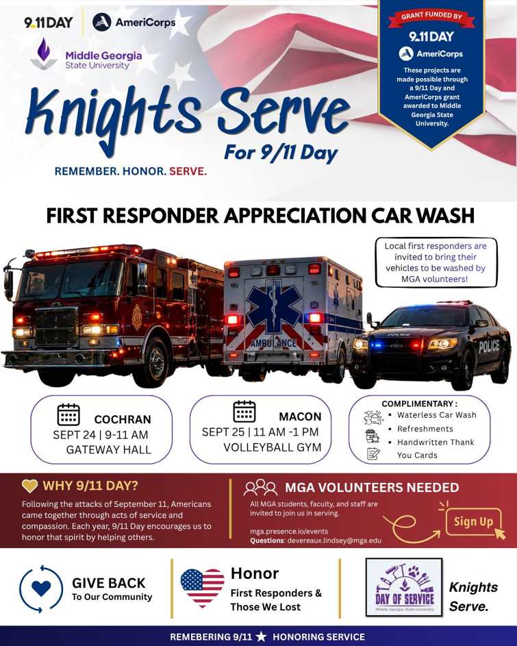Flyer for Knights Serve Car Wash event, details in description.